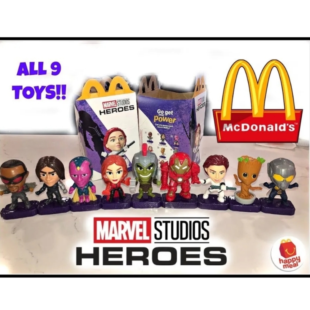 : Complete 9  Marvel Studios Heroes 2020 Figures McDonald's Happy Meal Kids Toys